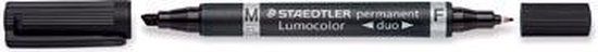 STAEDTLER Lumocolor Duo permanente marker, beitelpunt, zwart