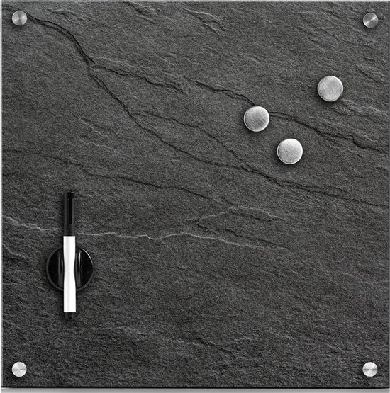 ZELLER Glazen magneetbord - zwart - 49.8 x 46.1 cm