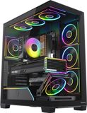 MODECOM VOLCANO STELLAR PLUS ARGB 8F Noir, boîtier PC Midi Tower, 8 ventilateurs, verre trempé, filtres à poussière, compatible avec les cartes mères ATX, gestion des câbles