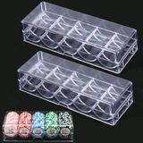 Set de jetons de poker - 100 jetons - Boîte en acrylique transparente - Durable et robuste - Convient pour les fêtes et les casinos - 5 rangées pour l'organisation