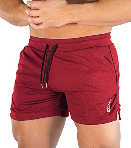 Superora Ademende sportbroek met zakken voor heren, voor sportschool, training in de open lucht, Rood
