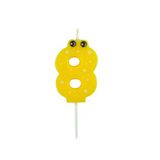 Homéa, Mini-verjaardagskaars nummer 8 H5 cm, geel