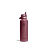 Hydro Flask Standard Flex Straw Cap 621 ml (21 oz) Bottle | Roestvrij staal, lekvrij, geschikt voor bekerhouder – 24 uur koud geïsoleerd – Burgundy
