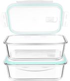Sans marque Boîtes de conservation en verre - Avec couvercle - Sans BPA - Adapté au micro-ondes - 2 x 1520 ml