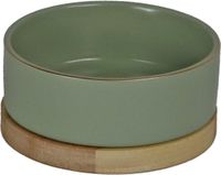 Boon De Boon - Honden Eetbak - keramiek/hout - zeegroen - 13cm
