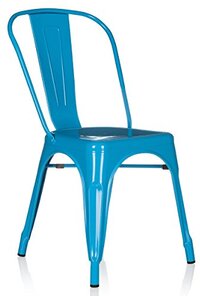 HJH OFFICE 645024 Biststoel VANTAGGIO Comfort metalen lichtblauw stoel in industrieel design, stapelbaar