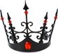 Merkloos Funny Fashion Kroontje Halloween Queen Zwart met Rode Stenen Kunststof 15 cm