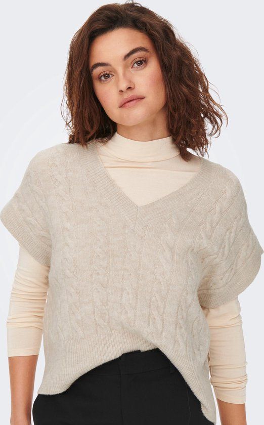ONLY ONLMELODY Vest Knt Noos Dames Trui - Maat M - Oatmeal