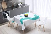 Bonamaison Tafelkleed, Anti-Mold, Sneldrogend, Waterdicht, 100% Polyester Tafellaken, Turkoois, wit, 140 x 140 Cm