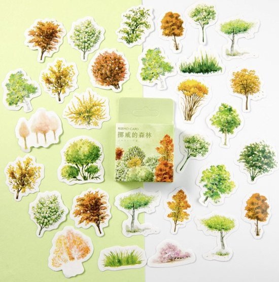 Memo Card Stickerset Bomen - Set met 46 stickers - Tree