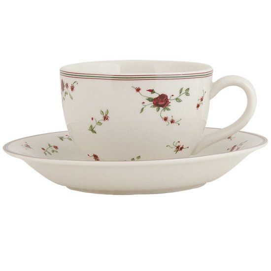 Clayre & Eef LPRKS - Kop en schotel - 0.2 L - keramiek - rood
