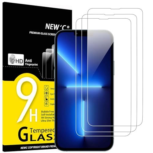NEW'C 3 Stuks, Screen Protector voor iPhone 13 Pro Max, iPhone 14 Plus (6,7 Inch), Gehard Glass Schermbeschermer Film 0.33 mm ultra transparant, ultra resistent