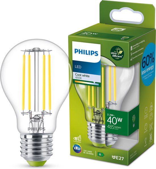 Philips Ultra Efficient LED lamp E27 - 5.2W - 4000K - Koelwit licht