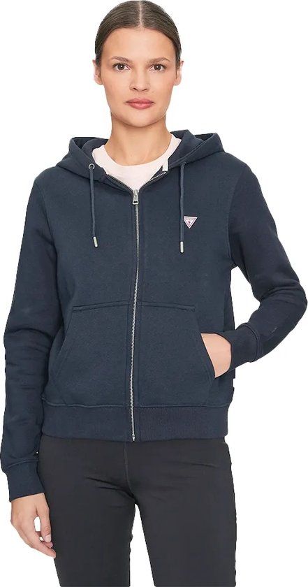 Guess Mini triangle Dames hoodie met capuchon Lange mouw Katoen Sweat Effen Blauw S