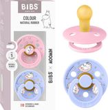 Bibs Moomin x BIBS Colour Fopspeen - 0-6 mnd - 2-pack - Ronde - Baby Pink/Hush