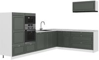 Vicco Hoekkeuken Fame-Line, Groen-Goud Landhuis/Wit, 327 x 227 cm