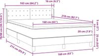 vidaXL Boxspringbed met matras, lichtgrijs, 160x210 cm, fluweel