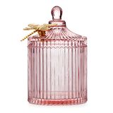 AmeliaHome Opbergdoos met deksel, organizer van glas, cosmeticakist Libelle, 10,5 x 16,6 cm, Dragonfly poederroze