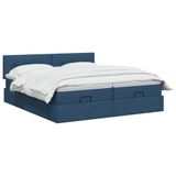 vidaXL Lit plateforme avec matelas et LED Bleu 180 x 200 cm Tissu