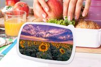 MuchoWow Broodtrommel - Lunchbox - Bloemen - Wit - 18x12x6 cm
