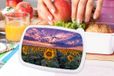 MuchoWow Broodtrommel - Lunchbox - Bloemen - Wit - 18x12x6 cm