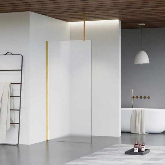 Fortifura Galeria inloopdouche - 70x200cm - mat glas - geborsteld messing