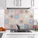 Ambiance Sticker Zelfklevende tegelstickers bloemen ornamenten cementtegels tegels muursticker badkamer en keuken | 24 stuks van 10 x 10 cm