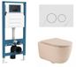 QeramiQ Dely Swirl Toiletset - Inbouwreservoir - Slimme Zitting - Natuursteen Wit Marmeren Bedieningsplaat - Ronde Knoppen - Beige