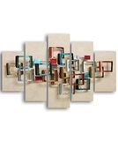 Homemania Wandbord, 5 stuks, geometrische motieven voor woonkamer, slaapkamer, MDF, 95 x 0,3 x 60 cm
