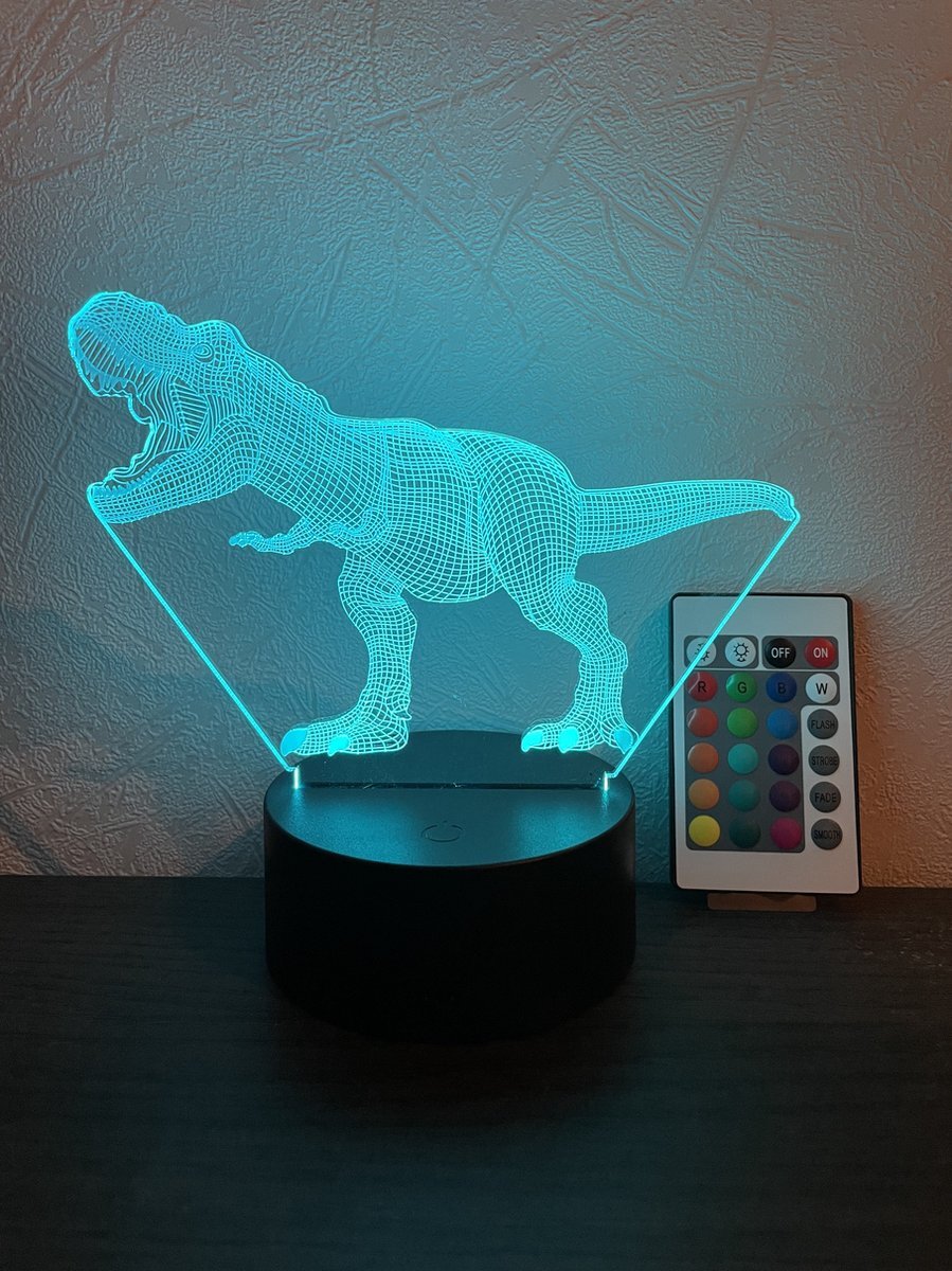 Klarigo Klarigo®? Nachtlamp – 3D lamp – 16 Kleuren – Bureaulamp – T-Rex met zijn bek open Lamp – Sfeerlamp – Nachtlampje Kinderen – Creative lamp - Met afstandsbediening