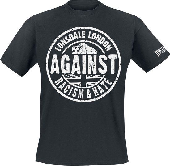 Lonsdale London T-shirt - Against Racism - Zwart - Heren - Maat M
