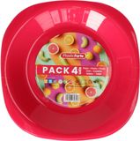 Plasticforte Verjaardag/kinderen/camping borden - 4x stuks - Dia 21 cm - roze - kunststof - onbreekbaar