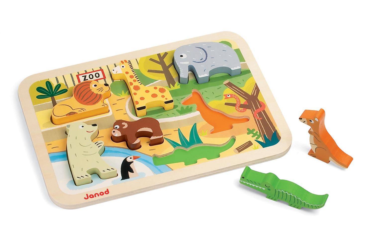 Janod Chunky Zoo Puzzle - Wooden - Unisex - 1.5-3 Years