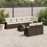 Maison Exclusive - Ensemble de jardin, 9 pièces, avec coussins, marron, en polyrotin