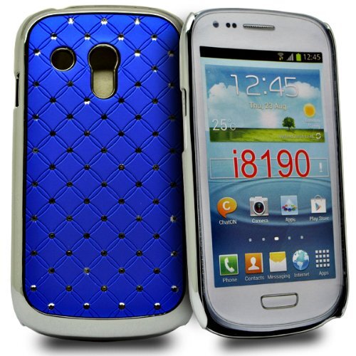 Accessory Master Accessory Master Diamant strass bloemendesign harde afdekking voor Samsung i8190 Galaxy S3 Mini blauw