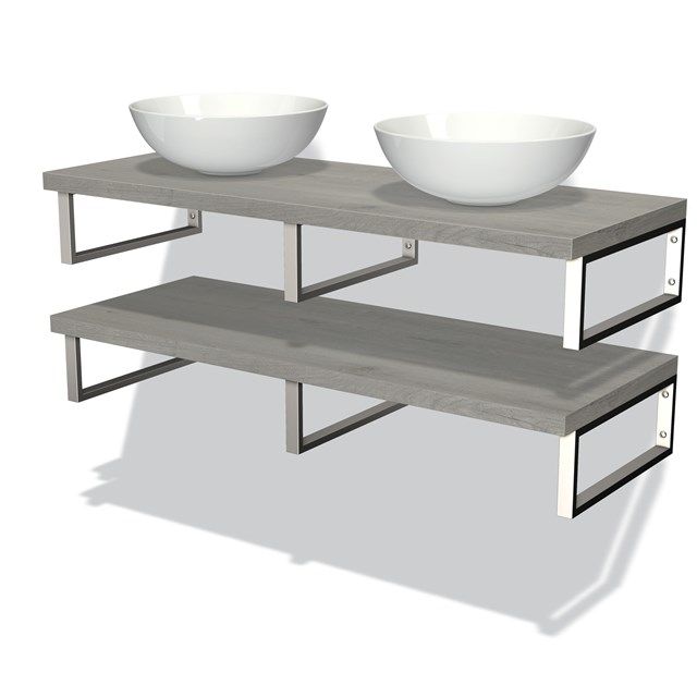 Maxaro Badkamermeubel Modulo Plato Grijs Eiken 120 cm met 2 Wastafelbladen