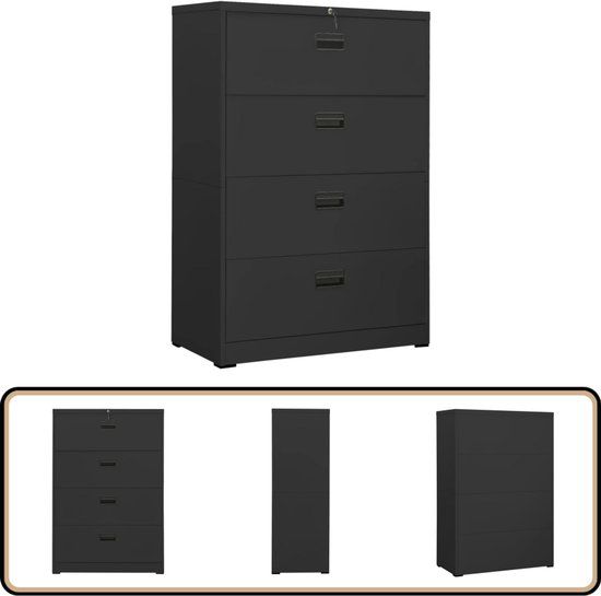 vidaXL Archiefkast 90x46x134 cm staal antracietkleurig