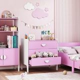 Commode enfant 3 tiroirs rangement chambre bébé, crèche, salle de jeux, 60x40x60 cm, rose