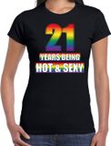 Bellatio Decorations Shoppartners Bv Hot en sexy 21 jaar verjaardag cadeau t-shirt zwart - dames - 21e verjaardag kado shirt Gay/ LHBT kleding / outfit M