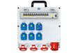 as – Schwabe wandverdeler klaar voor aansluiting - bouwstroomverdeler met CEE-stekker 400V/32A/22kW - uitgang 5x Schuko, 3x CEE (400V/16A/5-polig), 2 x USB (5 V/2,1 A) - verdeelkast - IP44, 61523
