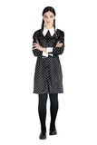 Ciao Woensdag Addams verkleedjurk voor meisjes, origineel Wednesday (maat S - 140 cm), kleur zwart, wit