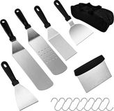 Merkloos Barbecue-accessoires, roestvrij staal, hoogwaardig BBQ-bestek, met draagbare opbergkoffer, perfecte barbecue-gereedschapsset voor mannen, met vleesthermometer, cadeau
