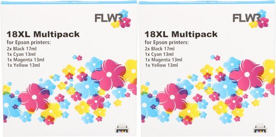 FLWR - Inktcartridge / 18XL / 10-pack Zwart en kleur - Geschikt voor Epson