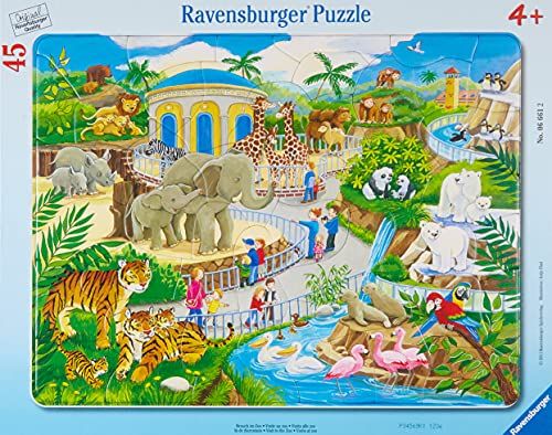 Ravensburger kinderpuzzel - 06661 bezoek aan de dierentuin - framepuzzel voor kinderen vanaf 4 jaar, met 45 stukjes