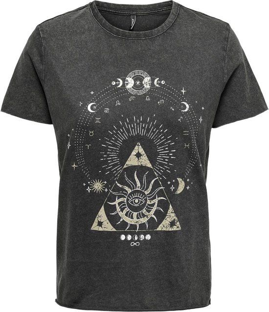 ONLY ONLLUCY LIFE REG S/S TOP JRS NOOS Women's Top - Size S - Black;Zodiac