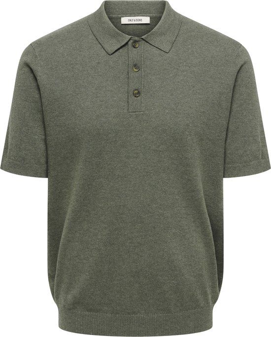 ONLY&SONS ONSLOUI REG 12 SS MEL POLO KNIT NOOS Heren Polo Castor Gray L