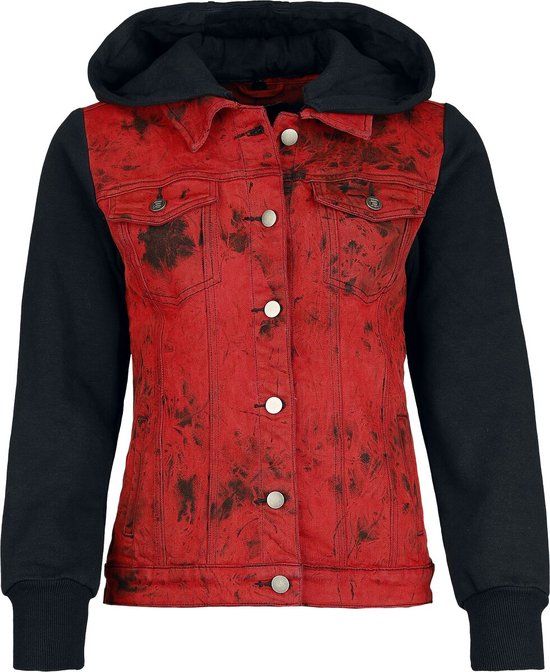 R.E.D. by EMP Rode jas met sweatmouwen en capuchon - Dames - XL