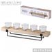 Urban Living "NATURAL LIVING" kandelaar met houten houder en zwarte metalen voet – 46 × 9 × 7 cm