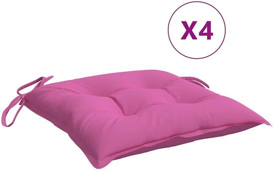 vidaXL Stoelkussens - 4 stuks - 40x40x7 cm - Stof - Roze