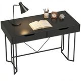 HOMCOM bureau met 2 laden metalen onderstel 120x60x77 cm zwart